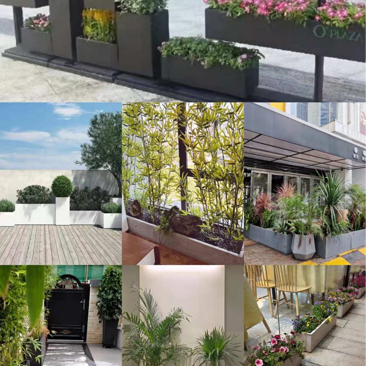 花槽水泥花盆北欧长方形镁泥花箱阳台户外长条马槽盆景竹子种植箱