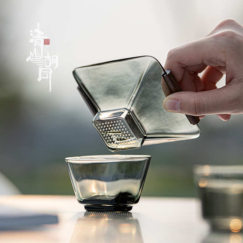 新款四方玻璃茶漏茶渣茶叶过滤器功夫茶具配件耐热高温防烫滤茶器