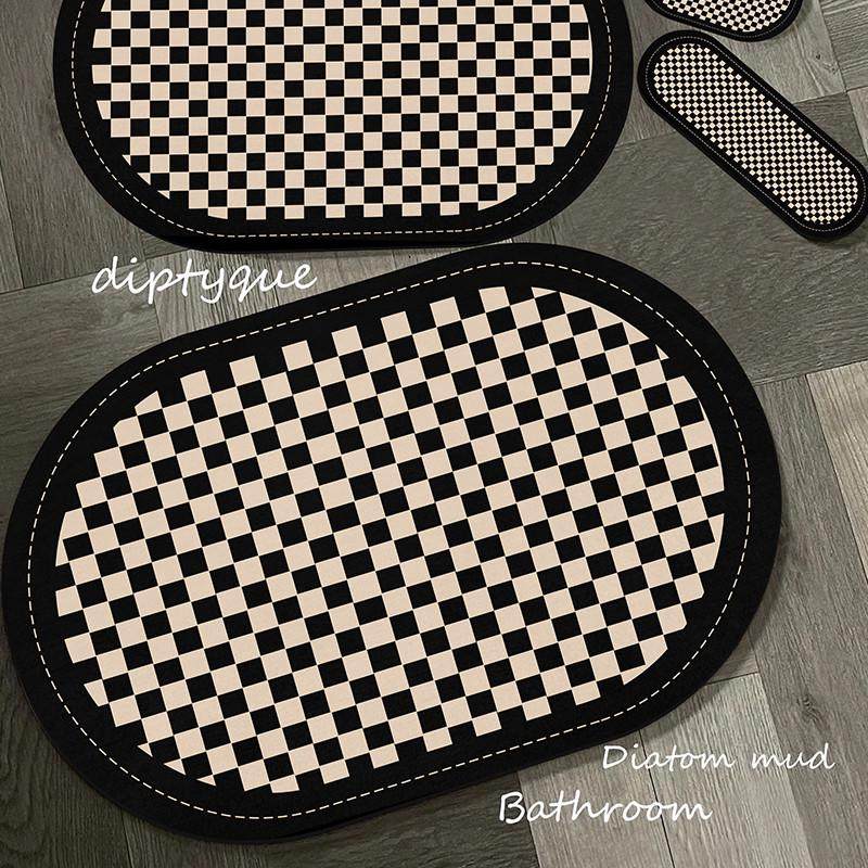 棋盘格浴室软硅藻泥吸水地垫卫生间厕所门口防滑速干脚垫门垫进门,居家布艺,家用脚垫,淘宝优惠券,粉丝福利购,淘宝优惠卷