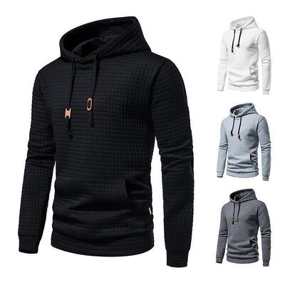 Men Casual Versatile Hooded Pullover Hoodie Fiber Round Neck