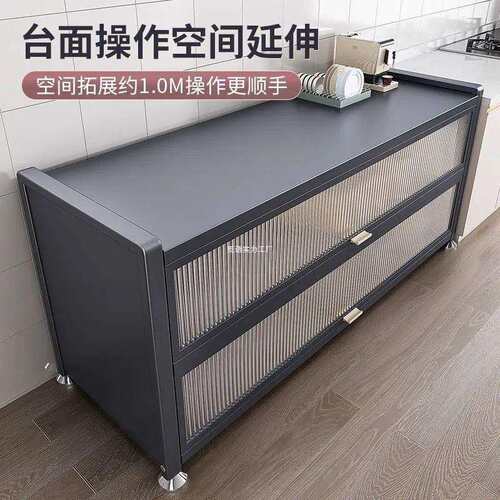 厨物房置物家架落地多层收柜多RLU功能微波炉纳餐边碗橱柜用带门
