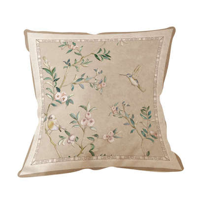 新中式花鸟抱枕沙发客厅靠垫黄色法式中国风轻奢高级感靠背垫靠枕