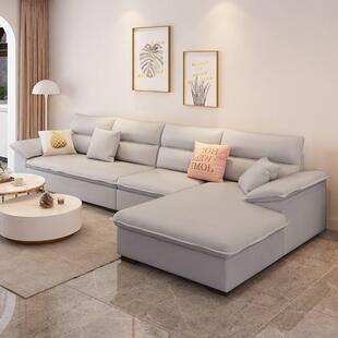 224新款 科DIO技沙发简约现代小户布型客厅奶油风猫抓皮乳胶布艺沙