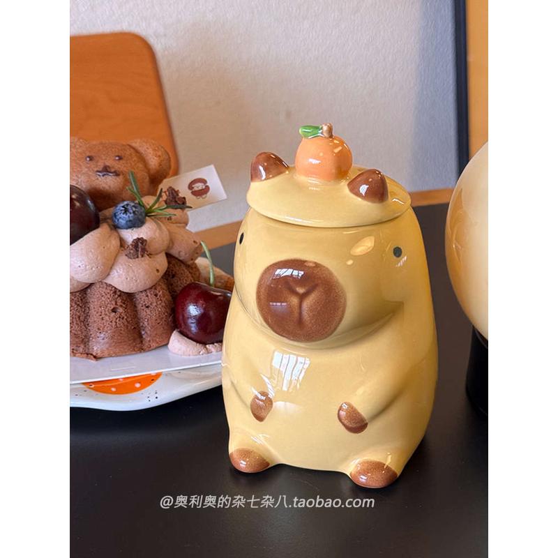 可爱卡皮巴拉水杯水豚马克杯陶瓷女生男生咖啡杯丑萌搞怪生日礼物
