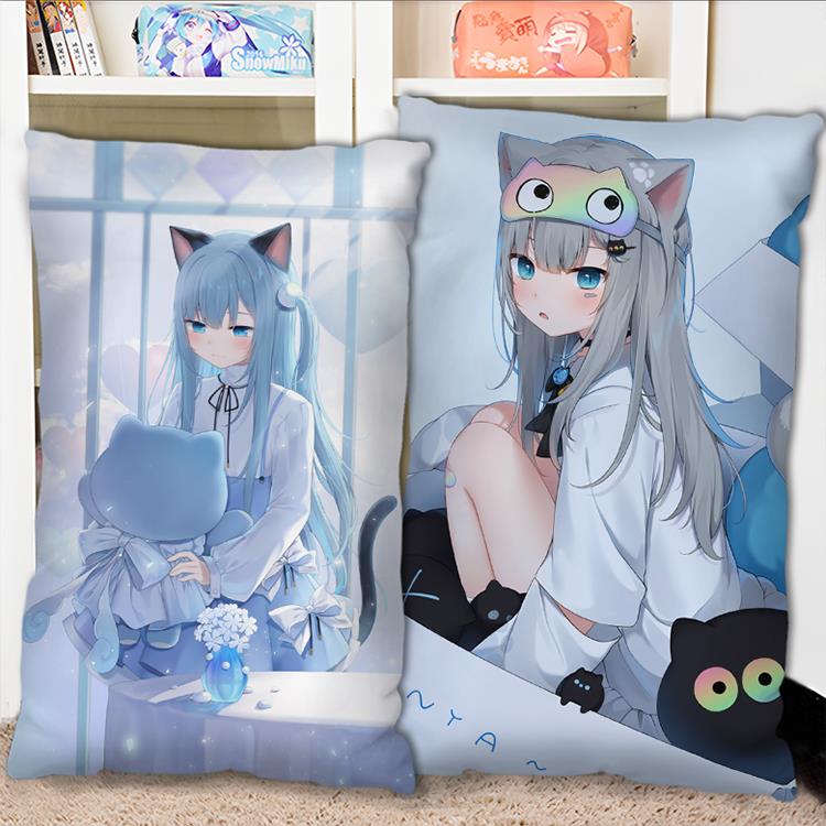 高档猫羽雫周抱枕双面图半身长条二元靠次枕头2way礼枕套边定制学