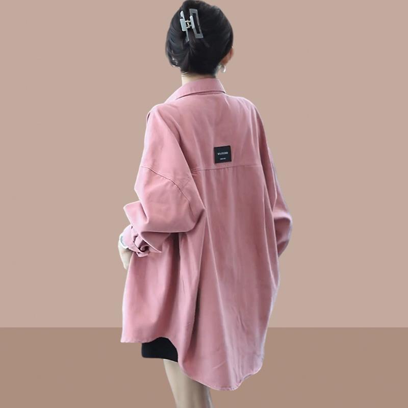 牛仔衬衫外套女春秋2024新款爆款百搭中长款上衣宽松休闲叠穿衬衣