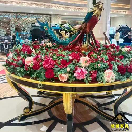 酒店花台大堂大厅大圆桌展示大堂风水台入户摆台走廊装饰端景台
