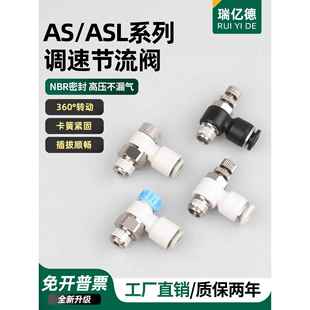 06A 排气节流AS1120F 气动节流阀可调快速接头气缸调速SL4