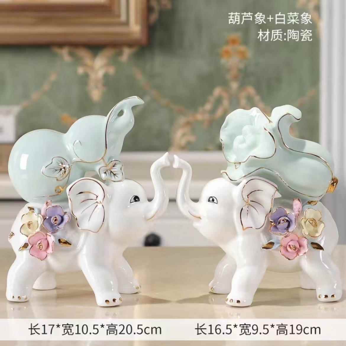 陶柜瓷F77H6T79葫芦白菜象摆件家居客厅电视创酒柜办公室摆设意艺