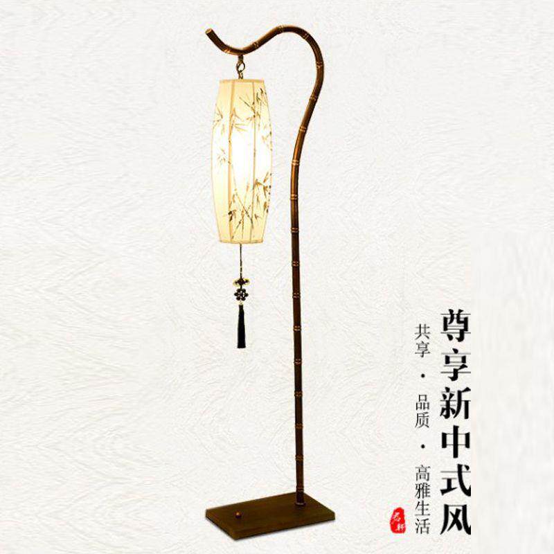 手绘新中式落地灯仿古酒店茶楼立式现代复古铁艺书房卧室落地台灯