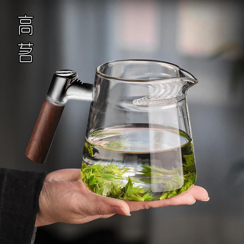 玻璃公道杯茶漏一体大容量泡茶器带茶滤网月牙过滤绿茶杯专用茶具