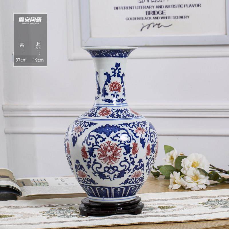 景德镇陶瓷器彷古青花瓷花瓶现代中式装饰品插花博古架工艺品摆饰