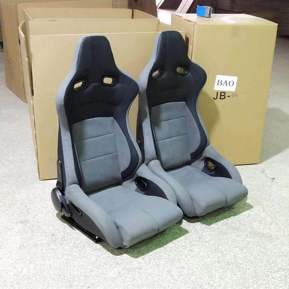改装汽车座椅灰色布料黑色PVC加小碳纹带滑道单调节器赛车椅