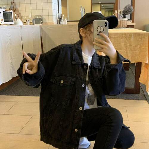 极速黑色牛仔外套女春秋韩版网红衬衣设计感小众上衣宽松工装马甲