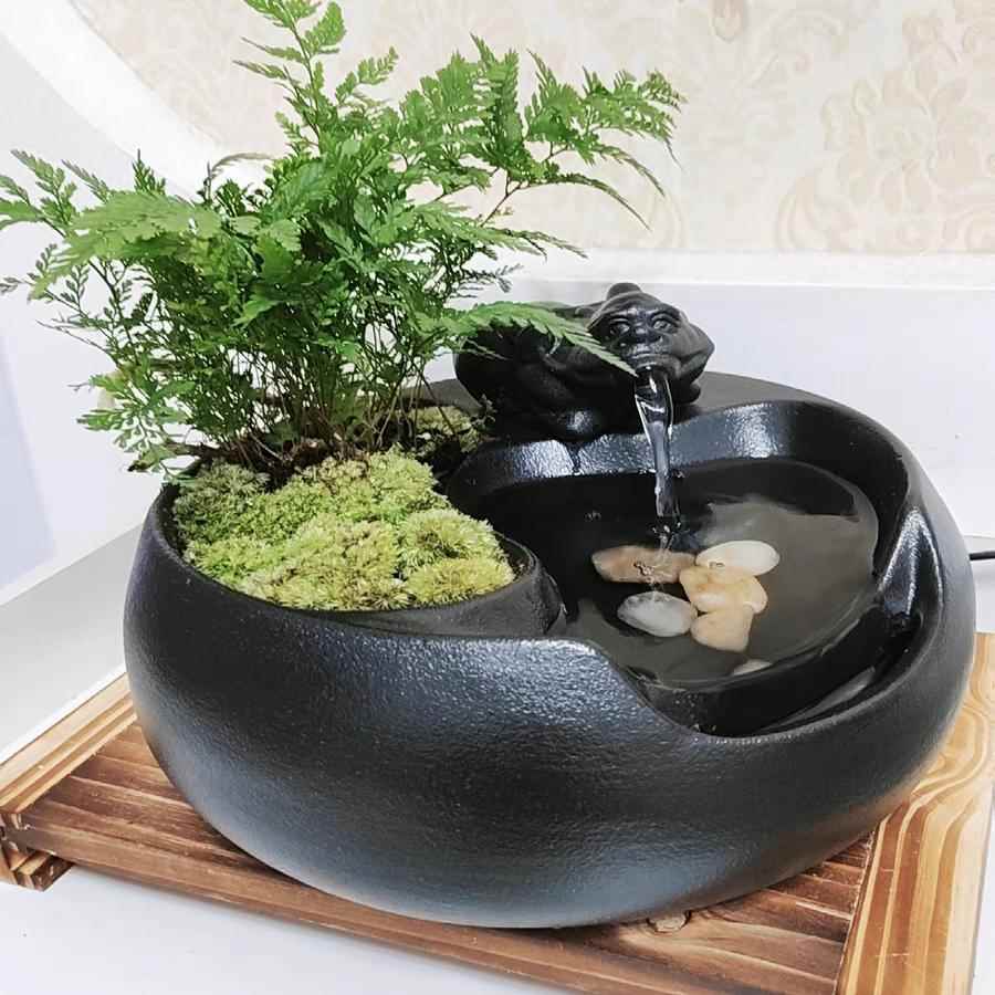 陶瓷流水器家居装饰摆件桌面招财禅意客厅办公室水景鱼缸喷泉礼品