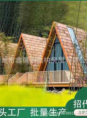 三角形房屋太空舱移动房钢结构三角仿木屋户外木屋景区木屋