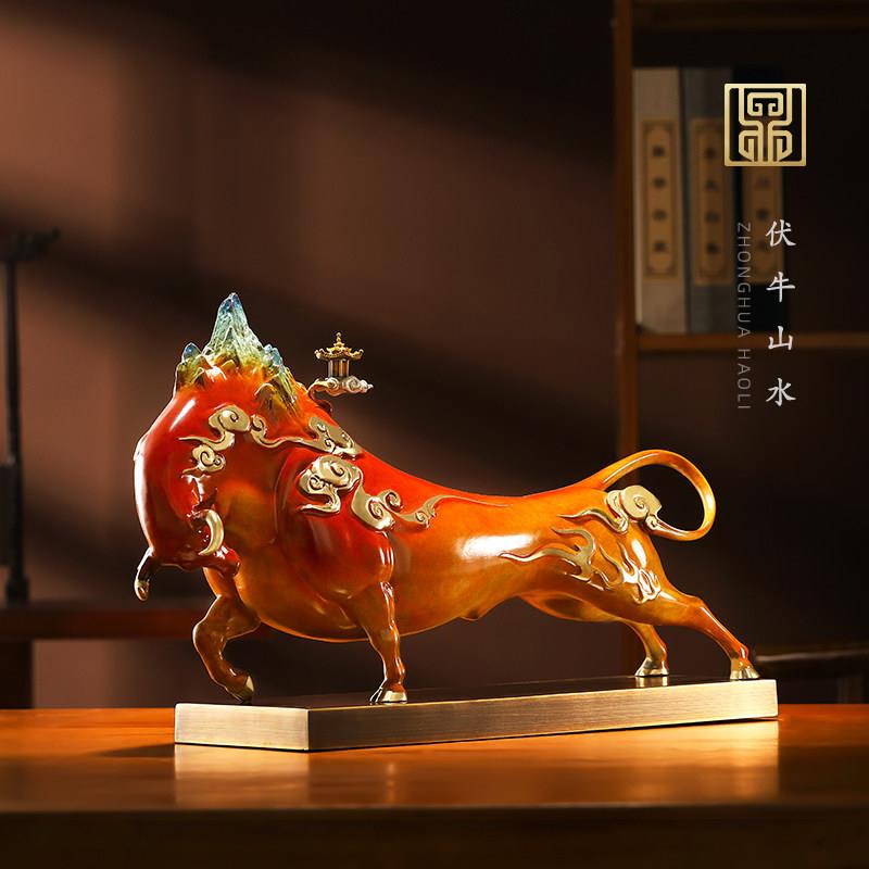 荣芙全铜牛摆件客厅工艺品办公室年会牛气冲天乔迁新居开业礼品