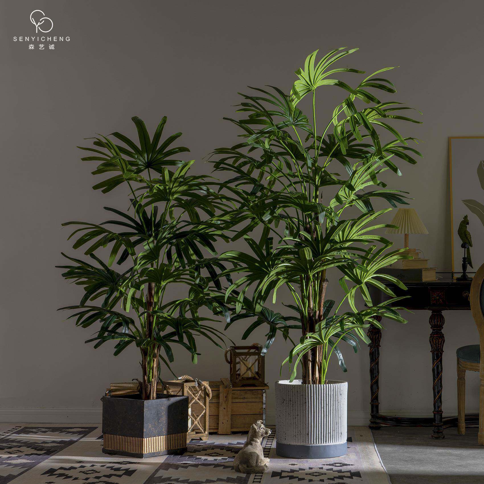 棕竹五指葵大型盆栽仿生植物室内客厅装饰摆件盆景仿真绿植摆件