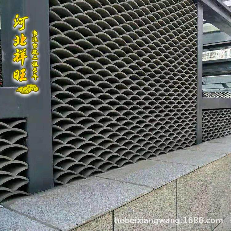 仿古小青瓦背景墙隔断墙古建青瓦装饰立瓦青瓦片复古新中式