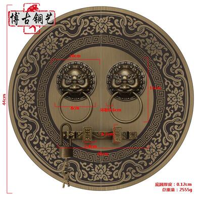 仿古大门拉手中式纯铜门环把手复古圆形拉环老式门栓锁扣插销配件