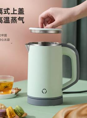 出1口10V家用0.8L电热钢水水壶烧壶双575层保温不锈水壶礼品小容