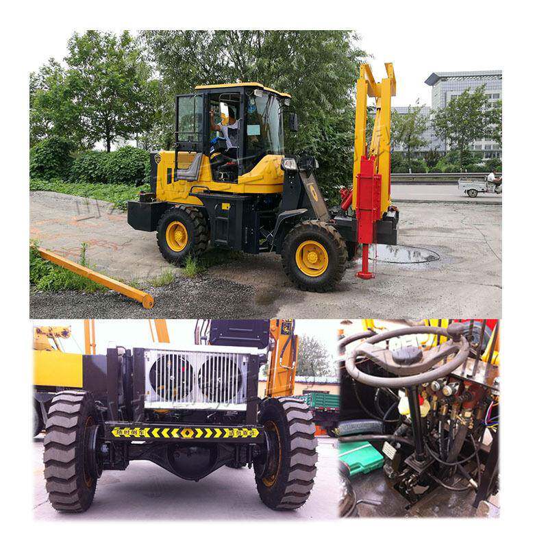 公路护栏钢管打桩机农场牧场果园打压设备护栏打桩冲击钻一体机