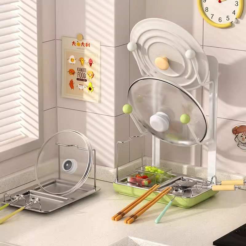 304不锈钢锅盖架厨房置物架壁挂式免打孔菜板砧板台面铲勺收纳架