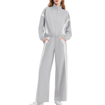 Set side double striped long sleeved pants with pockets