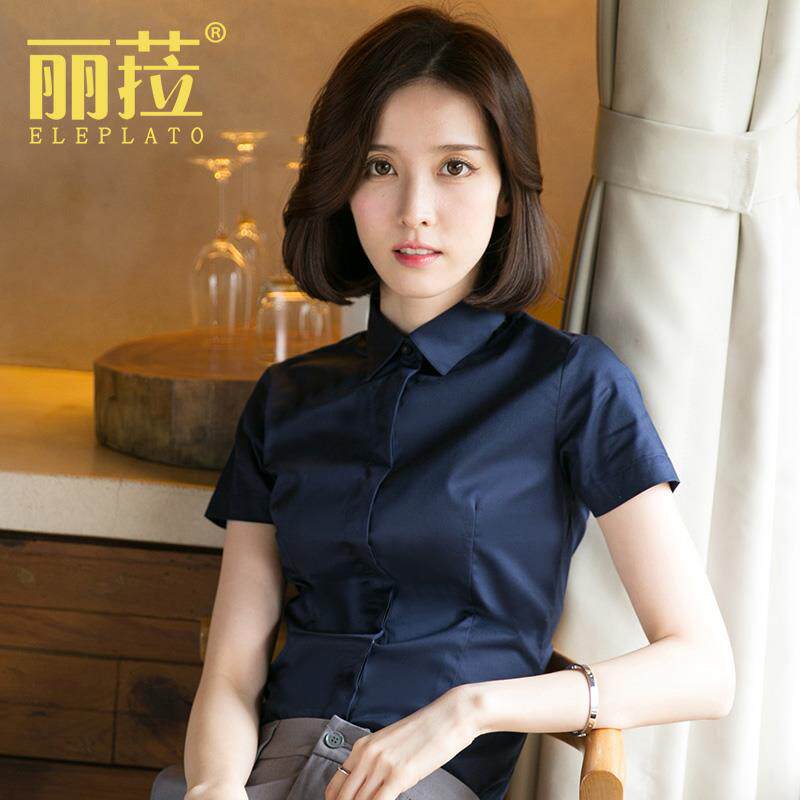 正品工白色时衬衫女短袖正装夏季新款作服寸衫薄款尚工装职业白衬