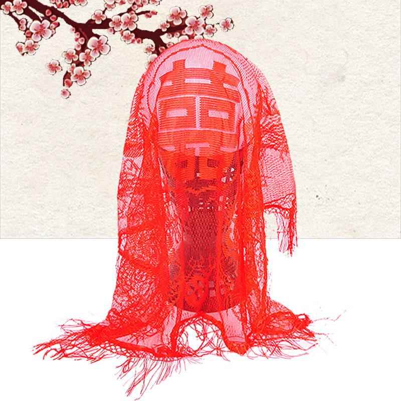 新娘龙凤盖头中式婚礼红盖头刺绣流苏红盖头结婚喜帕蒙头巾