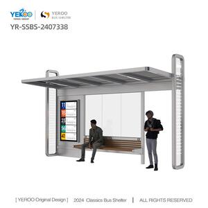 Modern Stainless Steel Smart Bus Stop Shelter with Bench