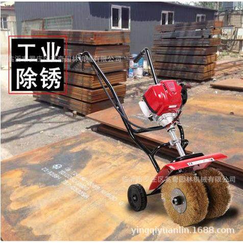 汽油铁钢板钢结构翻新去锈除锈钢丝轮打磨机手推式彩钢瓦除锈机