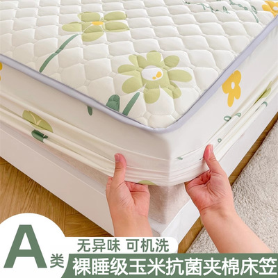 夹棉床笠单件2025新款床罩加厚榻榻米床垫保护套三件套四季通用