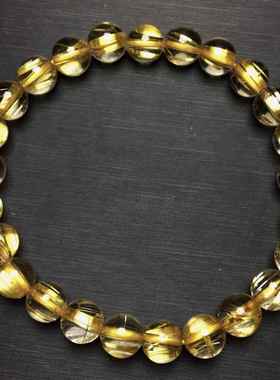 天然猫眼钛晶手链浓密板状单圈发晶手串 男女珠链珠串规格7.8毫米