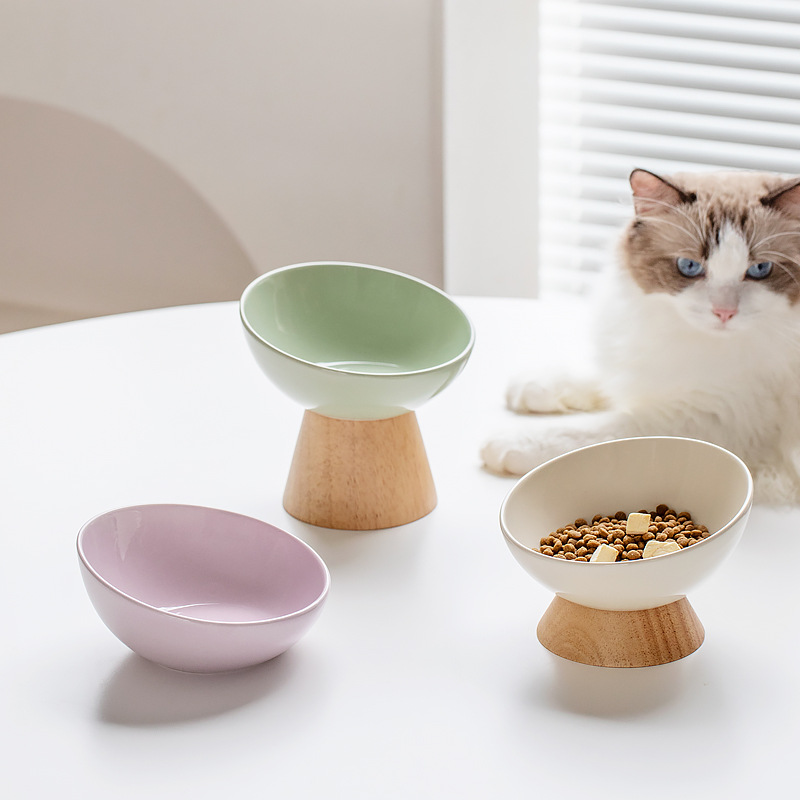 陶瓷斜边宠物用品猫狗粮食慢食碗