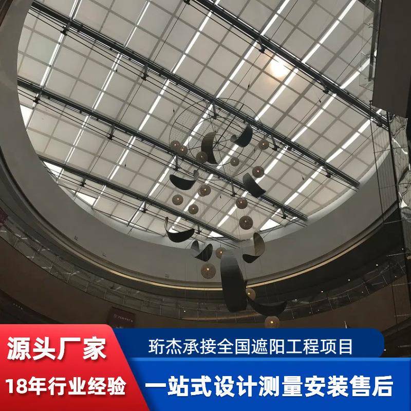 定制天幕篷阳光房遮阳棚测量加工别墅玻璃房顶遮阳电动天棚帘安装