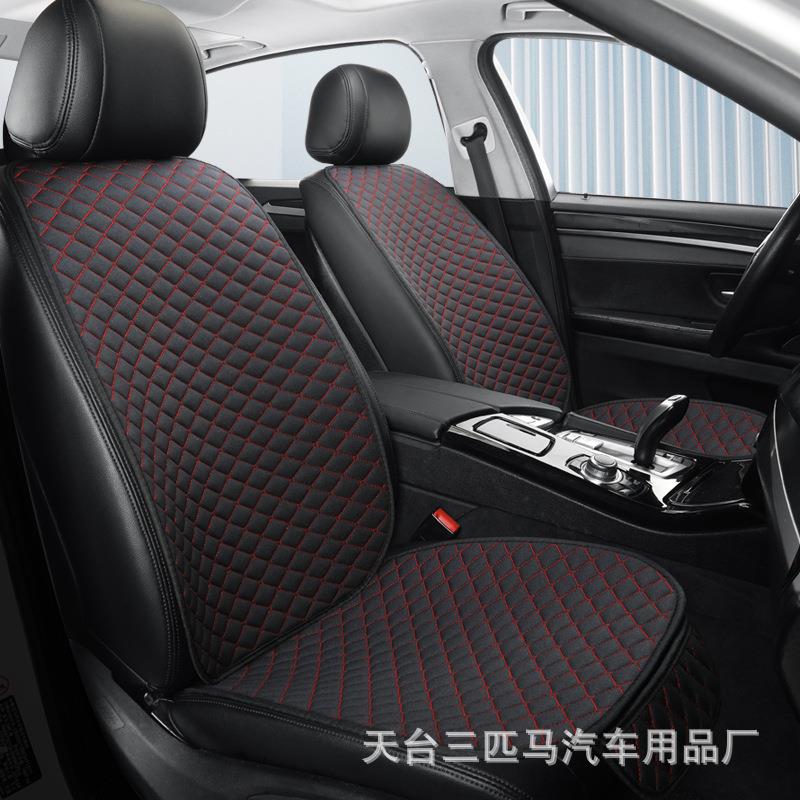 四季亚麻通用布艺汽车坐垫新款坐垫透气防滑安装方便五座单片坐垫