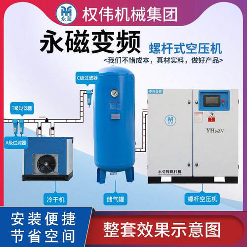 永磁变频螺杆空压机7.5KW/15/22/37千瓦空压机螺杆式空气压缩机组