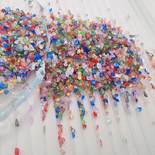 美甲碎石AB极光幻彩碎片透明水晶彩色玻璃砂流沙笔刀diy材料填充