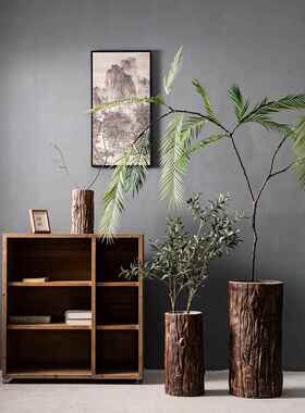 景德镇树皮纹理大花瓶庭院酒店民宿花园装饰绿色盆栽多肉植物种植