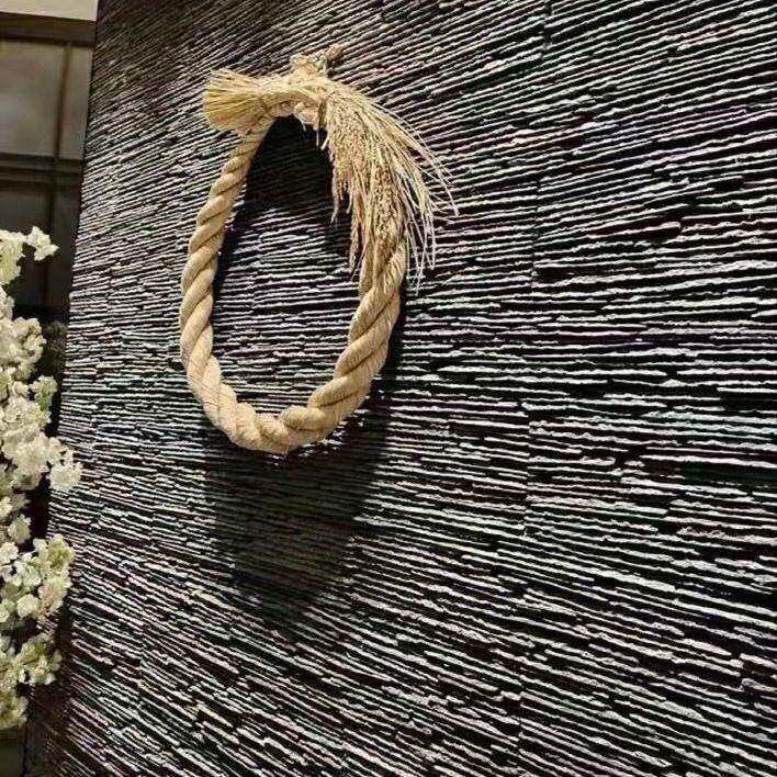 青石板流水石文化石花园庭院外墙砖水池水幕墙自然背景墙园林景观