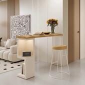 奶油餐风实木吧台桌客985吧厅转角隔断阳台厅靠墙休处闲区高脚台