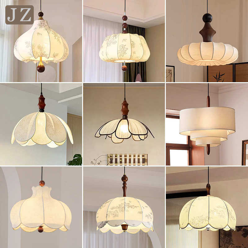 法式中古风布艺卧室灯美式复古餐厅吊灯家用南洋侘寂风温馨主卧灯,家装灯饰光源,客厅吊灯,淘宝优惠券,粉丝福利购,淘宝优惠卷