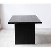 正品 侘寂风碳化色民实木餐桌椅组合宿简约作大板桌原木黑长桌茶桌