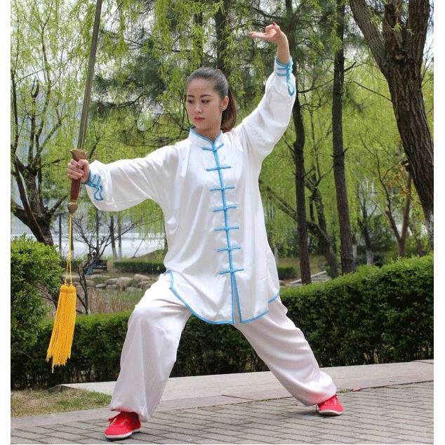 正品重真丝绸缎服面磅太极服女八男段锦练功国风太极拳服武术服套