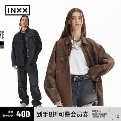 【INXX】APYD 做旧覆古牛仔外套男宽松解构拼接夹克休闲上衣情侣