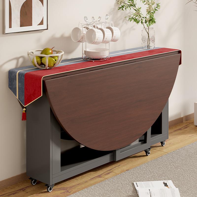 折叠餐桌家用小户型可折叠吃饭桌子简约餐厅简易饭桌可移动大圆桌