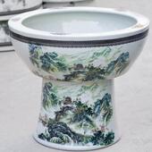 景德镇陶瓷鱼缸落地立柱式 客厅大号吸水石盆乌龟缸睡莲碗莲盆庭院