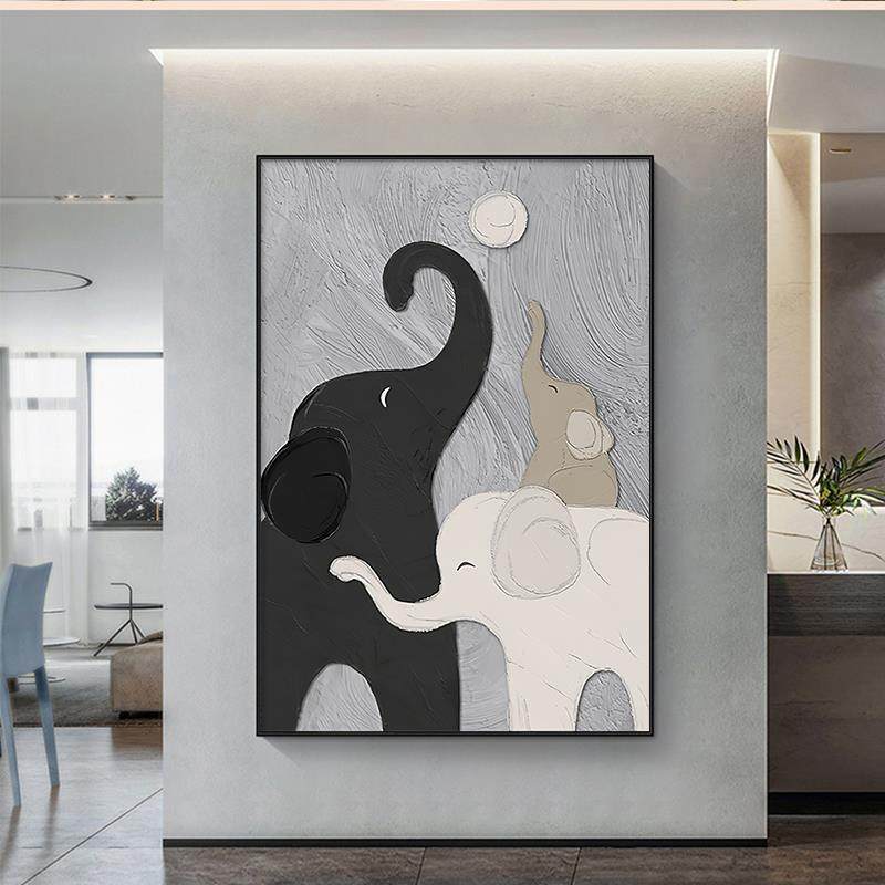 侘寂风大象入户玄关装饰画黑白肌理客厅沙发背景墙挂画走廊壁画,家居饰品,现代装饰画,淘宝优惠券,粉丝福利购,淘宝优惠卷