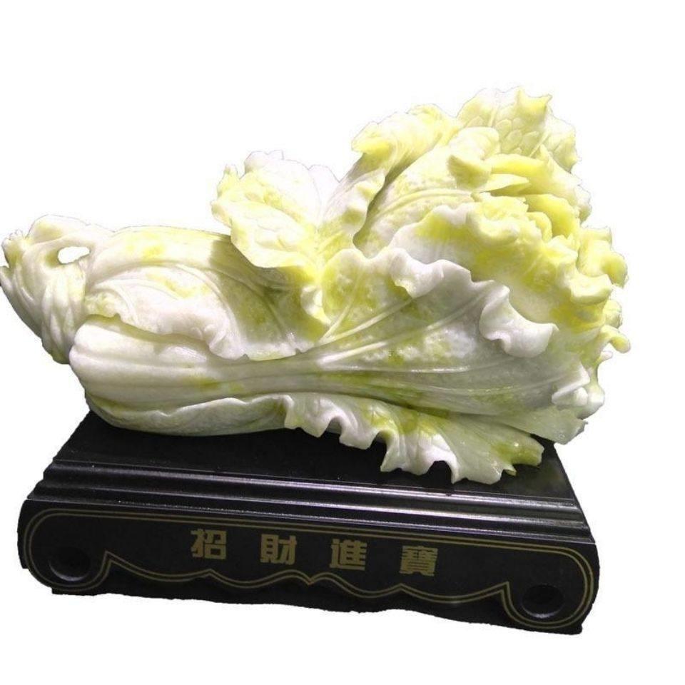 天然玉石摆件玉白菜招财玄关客厅中式办公室乔迁开业礼品饰品摆设